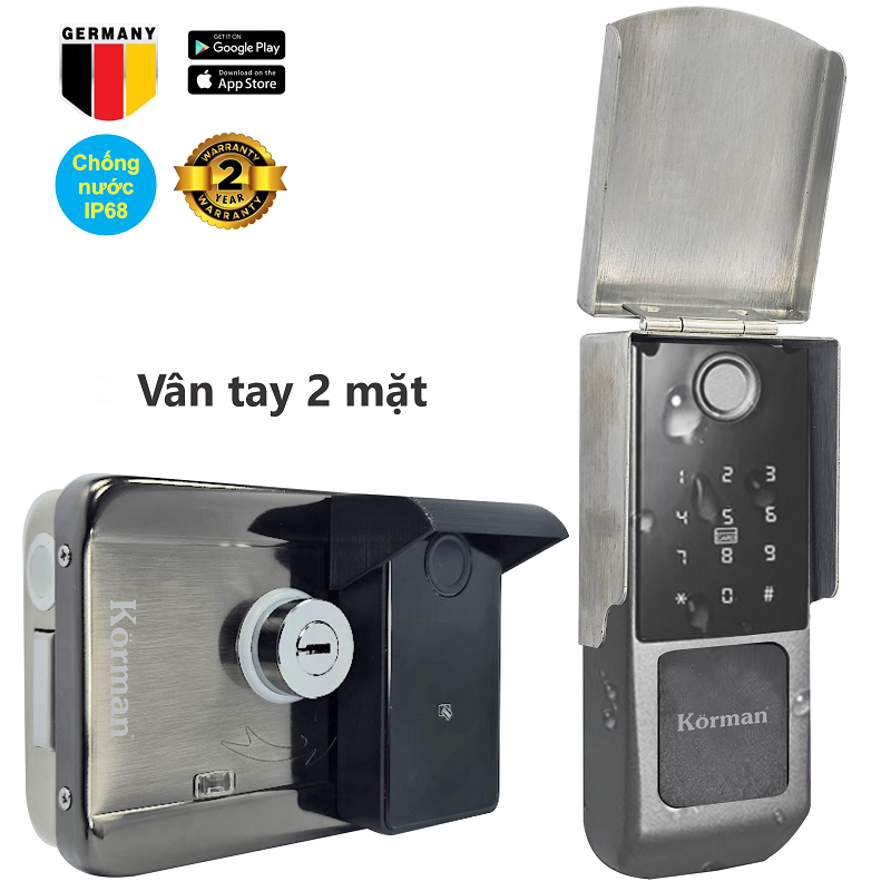 KHÓA CỔNG VÂN TAY CHỐNG NƯỚC KORMAN GA126